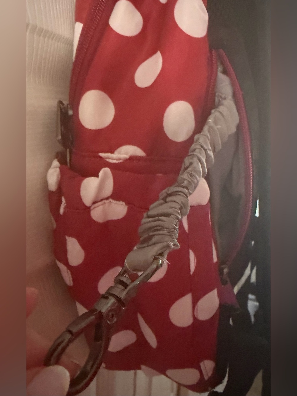 Lug Hopper Backpack in Crimson Dot Pattern with Black Accents - Picture 7 of 13